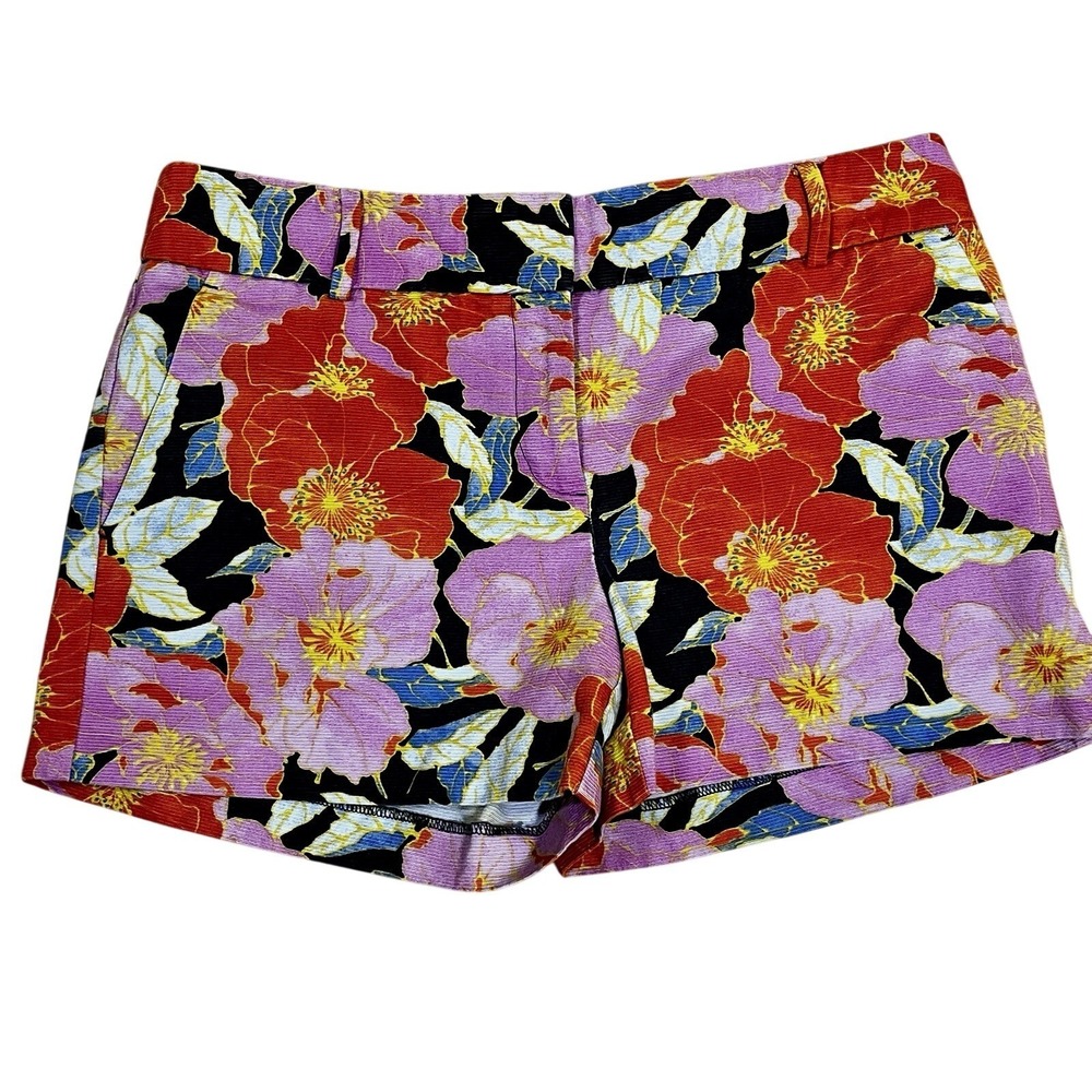 Loft The Riviera 4" Shorts Dark Floral Pink Red Chic Glam Baddie Party